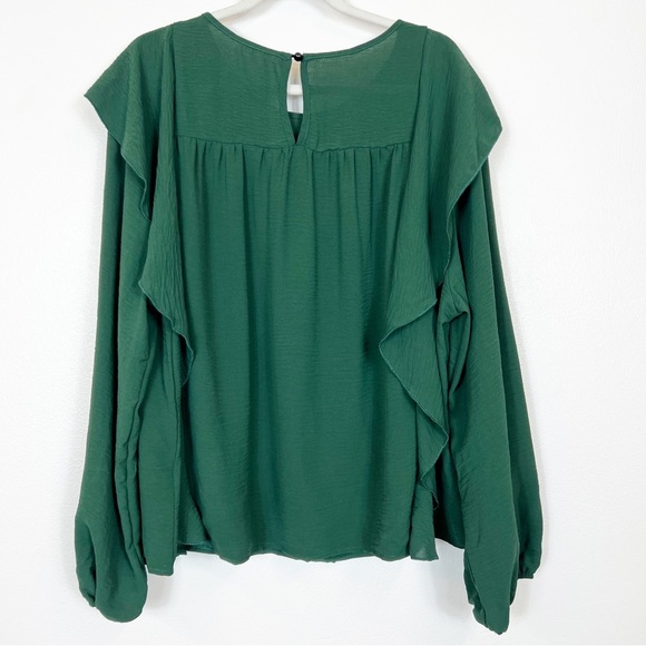Shein Curve Ruffled Long Sleeve Top Green Size 4XL - Picture 4 of 8
